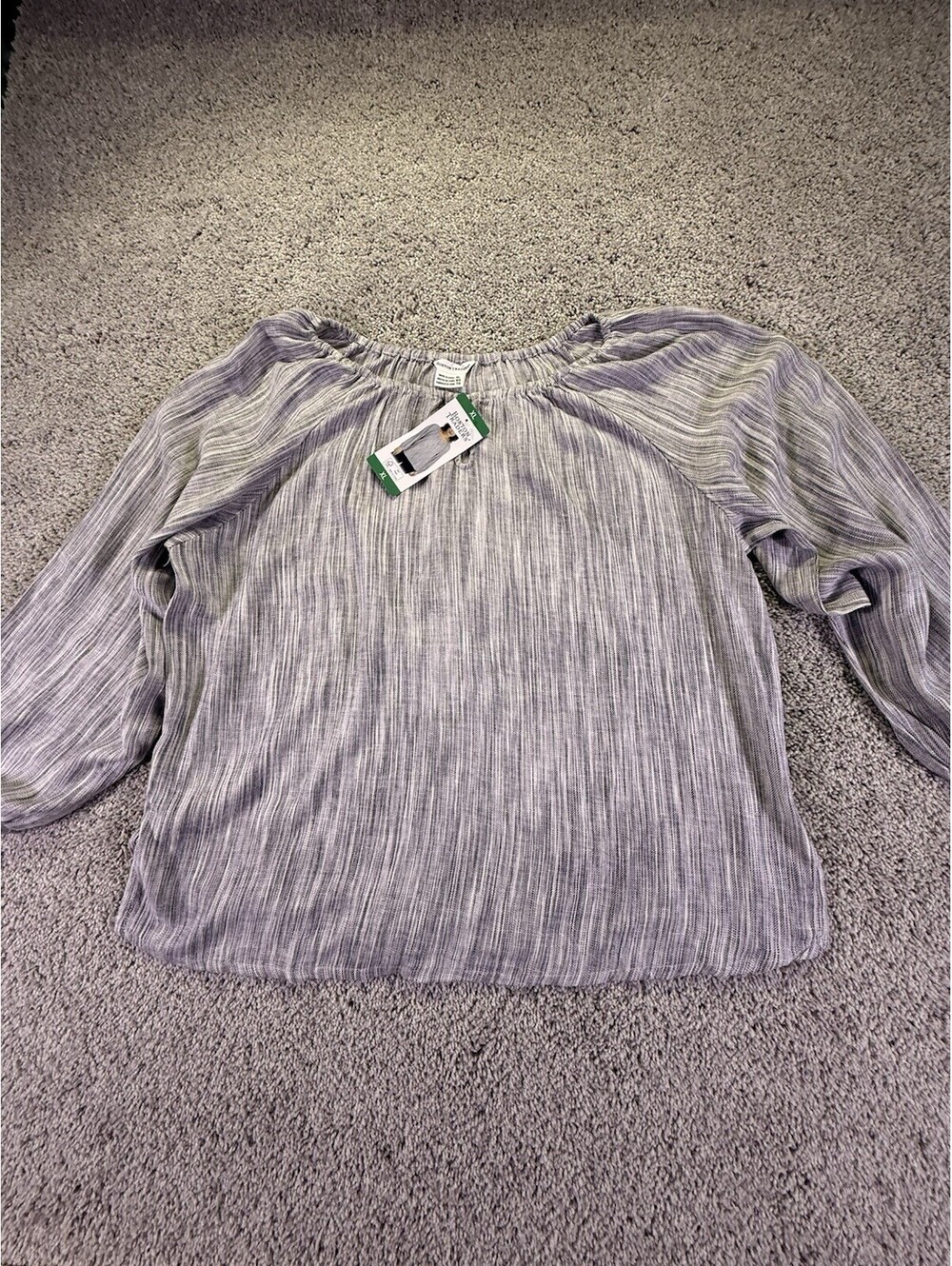 NWT Boston Traders Costco Women’s Boho Top Black And White XL Long Sleeves Linen
